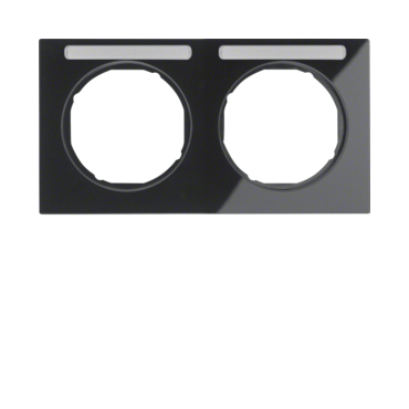 HAG 10122235 Rámeček 2-násobný s popisovým polem, vodorovný, Berker R.3, černá, lesk