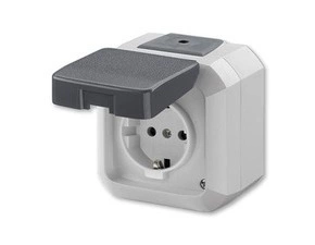 Zásuvka jednonásobná ABB Variant 5518N-C03510 S, šedá, IP54, (podle DIN), s víčkem