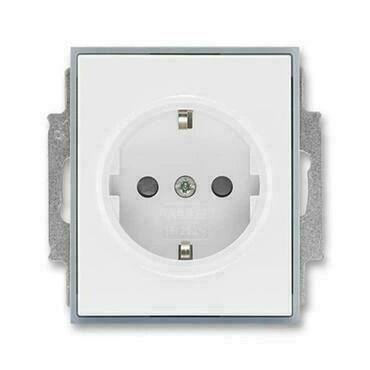Zásuvka jednonásobná ABB Element 5518E-A03459 04, bílá/ledová šedá, (podle DIN), s clonkami