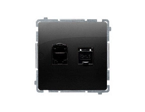 Zásuvka datová SIMON BM62.01/49, 2 násobná RJ45 kat. 6, s protiprachovými clonkami, černá matná