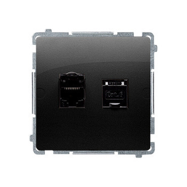 Zásuvka datová SIMON BM62E.01/49, 2násobná stíněná RJ45 kat.6, s protiprachovými clonkami,černá mat.