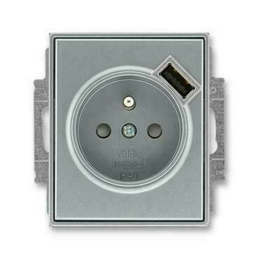ABB 5569E-A02357 36 Zásuvka 1násobná s kolíkem, s clonkami, s USB nabíjením 08-Time