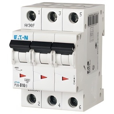EATON 286599 PL6-C10/3 Jistič PL6, char C, 3-pólový, Icn=6kA, In=10A