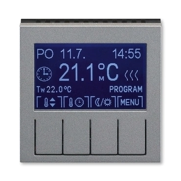 Termostat univerz. ABB Levit 3292H-A10301 69, , ocelová/kouř. černá, program. (ovl. jedn.)