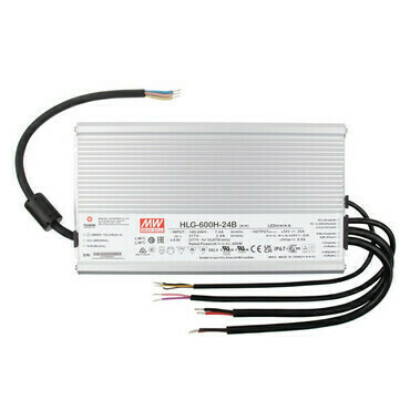 LED driver napěťový MEAN WELL HLG-600H-24B, 600 W, DC 24V/25A, IP67, kovové provedení, 1-10V a PWM