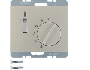 HAG 20307104 Termostat, pokojový se spínacím kontaktem, centrálním dílem, vypínačem a LED, Berker K.