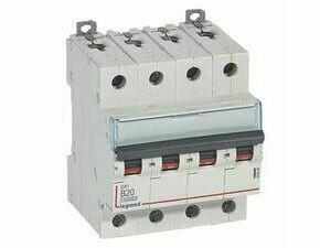 Jistič čtyřpolový LEGRAND 409066 DX3 4P B20 10000A/16KA