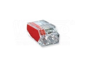 wpr6838 PC252 krabicová WAPRO svorka bezšroubová, 1 - 2,5 mm2, 2 pólová, průhledná / červené odlišen