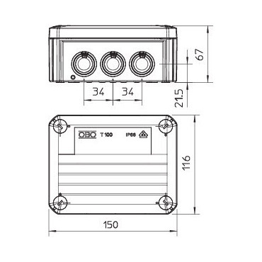 T 100 M25-M32 Odbočné krabice