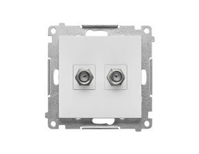 Zásuvka anténní SIMON TASF2.01/114, 2 násobná typ „F”, pro jednotlivé instalace, světle šedá matná