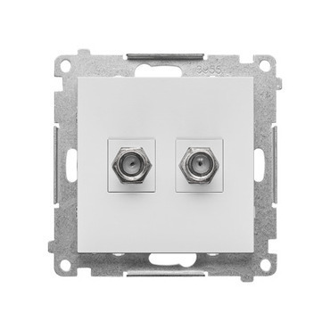 Zásuvka anténní SIMON TASF2.01/114, 2 násobná typ „F”, pro jednotlivé instalace, světle šedá matná