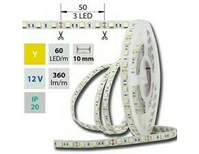 LED pásek MC LED SMD5050 Y, 60LED/m, 14,4W/m, DC 12V, 360lm/m, IP20, 10mm, 5m