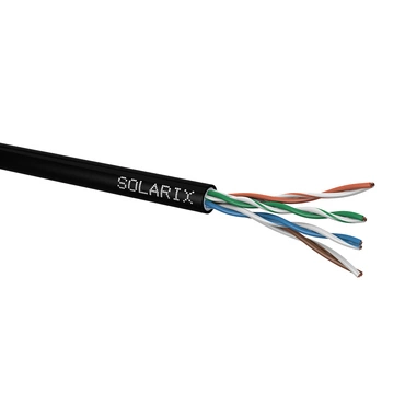 Kabel datový SOLARIX SXKD-5E-UTP-PEG, CAT5E, UTP, PE, Fca, 305m, gelový, venkovní, černý