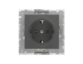 Zásuvka Schuko SIMON 55 TGSZ1CZ.01/116, 1násobná, se clonkami, 16A/250V~, bezšroubové svorky,grafit