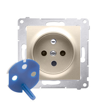 Zásuvka SIMON DGD1.01/44, 1 násobná DATA s klíčem, s uzemněním, šroubové svorky, zlatá metalizovaná