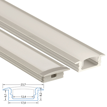 Profil vestavný MC LED VS, 24x8 mm, včetně matného difuzoru, 1 m