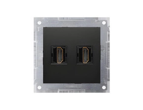 Zásuvka HDMI SIMON 54 DGHDMI2.01/49, 2 násobná (přístroj s krytem), černá matná metalizovaná
