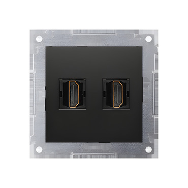 Zásuvka HDMI SIMON 54 DGHDMI2.01/49, 2 násobná (přístroj s krytem), černá matná metalizovaná