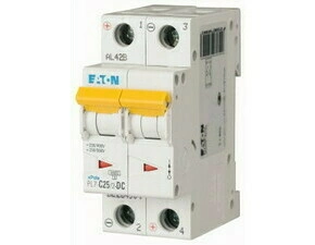 Jistič dvoupolový EATON 264904 PL7-C25/2-DC PL7-DC, char. C, 2-pólový, Icn=10kA, In=25A
