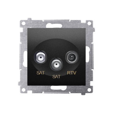 SIMON DASK2.01/49 Zásuvka RTV-SAT-SAT, (strojek s krytem), černá matná