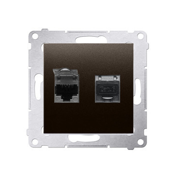 Zásuvka datová SIMON D62E.01/46, 2násobná stíněná RJ45 kat.6 s protiprachovou clonkou,hnědá metalíza