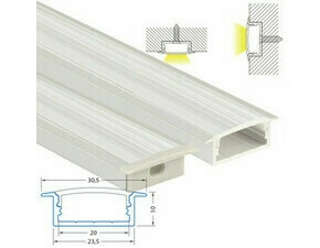 Profil vestavný MC LED VD, 30x10 mm, včetně čirého difuzoru, 1 m