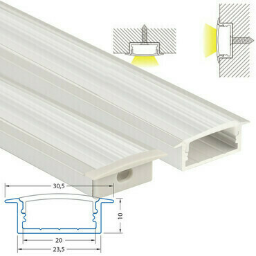 Profil vestavný MC LED VD, 30x10 mm, včetně čirého difuzoru, 1 m
