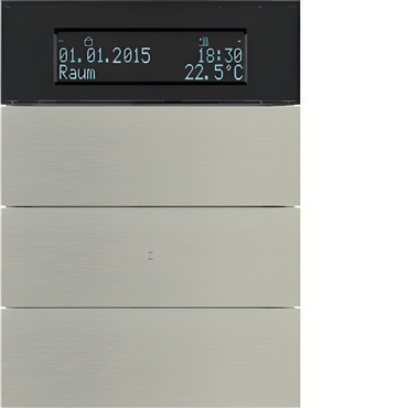 HAG 75663593 Senzor, tlačítkový, 3-násobné s pokoj. termostatem a displejem, B.IQ, ušlecht. nerez. o