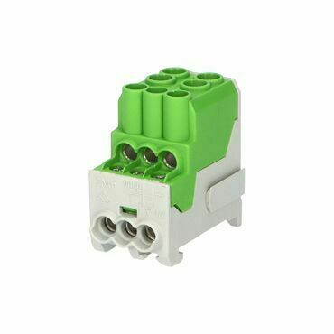 EL 1003204 Blok pro rozdělení fází UVB 100 PE, 1pól., 101A, AL/CU, 1000V, zelený, na DIN (bal.3)