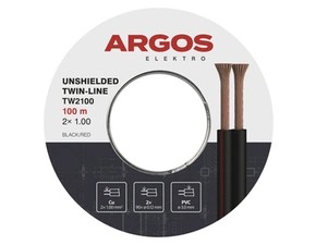 Dvojlinka nestíněná ARGOS TW2100, 2x 1,00 mm, černo-rudá, 100 m