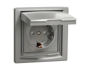 SCHN EPH3100361 Asfora - Zásuvka SCHUKO 250V 16A, clonky, IP44, alu