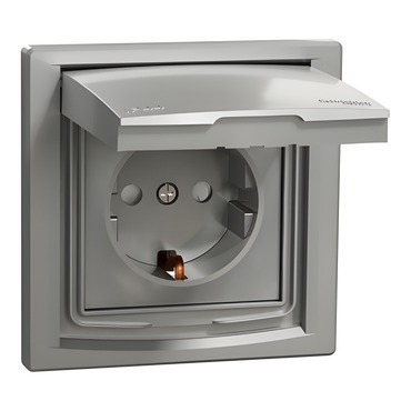 SCHN EPH3100361 Asfora - Zásuvka SCHUKO 250V 16A, clonky, IP44, alu