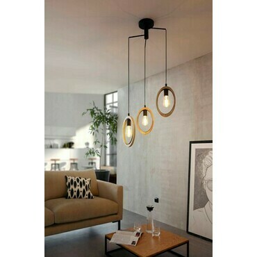 Svítidlo závěsné EGLO HL 3 O615 E27 SCHWARZ HOLZ BASILDON