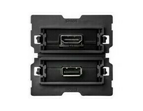 Zásuvka HDMI SIMON 10000563-039, v 1.4+USB, 2.0, typ A (přístroj, bez montážního rámečku),