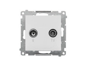 SIMON TAP10.01/114 Zásuvka anténní R-TV průchozí (přístroj s krytem), 1x vstup: 5÷862 MHz bílá