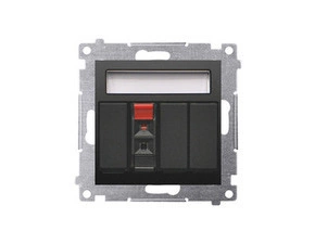 Zásuvka reproduktorová SIMON DGL31.01/49, 1 násobná s popisným polem, černá matná metalizovaná