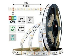 LED pásek MC LED SMD5050 RGB+CW, 60LED/m, 19,2W/m, 910lm/m, IP20, DC 24V, 12mm, 5m