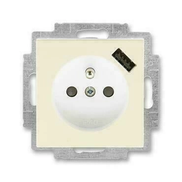 ABB 5569H-A02357 17 Zásuvka 1násobná s kolíkem, s clonkami, s USB nabíjením 05-Levit
