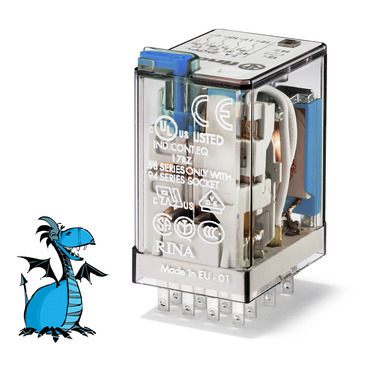FINDER 55.34.9.024.5040 Relé prům.min., DIN, 4P/7A, 24V DC, MA_MI, Au RP 0,04kč/ks