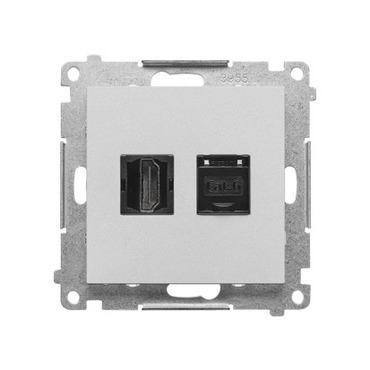SIMON TGHRJ45.01/143 Zásuvka HDMI + datová RJ45 kat. 6 (přístroj s krytem) bílá