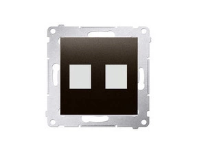 Kryt SIMON DKP2.01/46, telefonní a datové 2 násobné zásuvky Keystone, plochý, hnědá metalizovaná