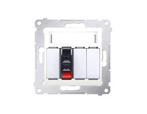 Zásuvka reproduktorová SIMON DGL31.01/41, 1 násobná s popisným polem (přístroj s krytem), krémová