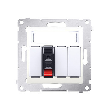 Zásuvka reproduktorová SIMON DGL31.01/41, 1 násobná s popisným polem (přístroj s krytem), krémová