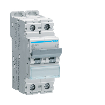 Jistič dvoupolový HAGER NCN525 1+N pól. 25A, char.C, 10 kA