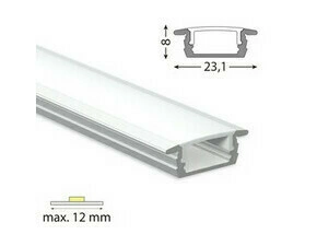Profil vestavný MC LED VP, 23x8 mm včetně mléčného difuzoru, 1 m