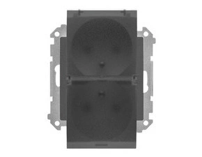 Zásuvka SIMON TGZ2BMCZ.01/116A, 1 násobná, IP44, s těsněním, průhledné víčko, grafitová matná