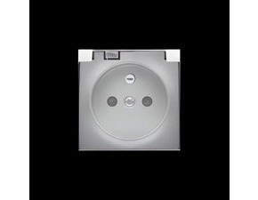 Kryt 1 násobné zásuvky SIMON 82 82068KD-93, s uzemněním, se clonkami, IP44, průhledné víčko, hliník