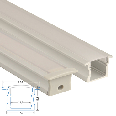 Profil vestavný MC LED VT, 23x15 mm, včetně matného difuzoru, 2 m