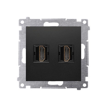 Zásuvka HDMI SIMON DGHDMI2.01/49, 2 násobná (přístroj s krytem), černá matná metalizovaná