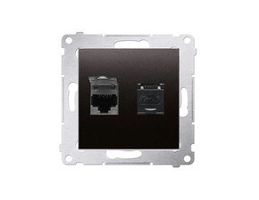 Zásuvka datová SIMON D62.01/48, 2násobná RJ45 kat. 6 s protiprachovou clonkou, antracitová metalíza